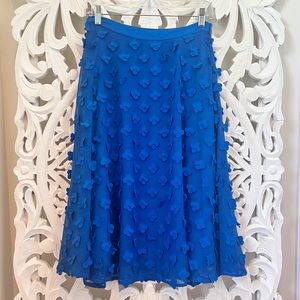 Anthropologie Royal Blue Appliqué Floral Midi Skirt